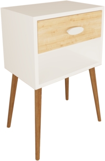 VCM Nachttisch Singol 920239 Weiß / Honig-Eiche H. 70 x B. 45 x T. 30 cm