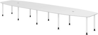 bümö Konferenztisch oval 520x130 cm großer Besprechungstisch in weiß, Besprechungstisch mit Gestell in weiß, Meetingtisch für 18 Personen, XXL-Tisch für Besprechungsraum & Meeting, KT52C-W-W
