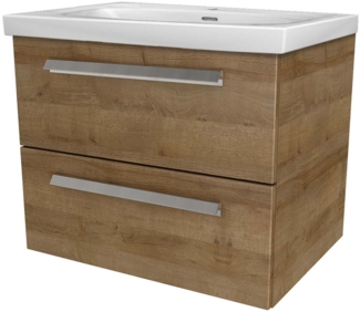 Lanzet K1 Badmöbel Set 2-teilig, 61 cm breit, Hellbraun, Keramikbecken