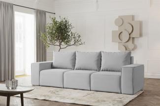 Sofa Designersofa ESTELLE 3-Sitzer in Stoff Opera Velvet Hellgrau