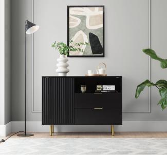 Furnix Kommode Nadija K1D2SZ Sideboard mit Schubladen und Metallfüßen in 2 Farben, 107x80x41 cm, Design und Funktionalität