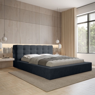 Polsterbett Doppelbett ANTONIO Komplettset 160x200cm in Stoff Ditra Blau