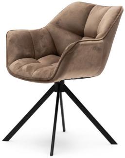 Riviera Maison Esszimmerstuhl Carnaby Dining Armchair Velvet III Golden Mink (Drehbar) 7664002