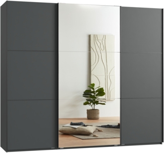 Schwebetürenschrank Kleiderschrank 3-tür 250cm Vollausstattung Anthrazit Spiegel