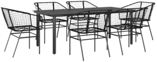 vidaXL 7-teiliges Garten-Esszimmerset aus schwarzem Polyrattanglas 3334588