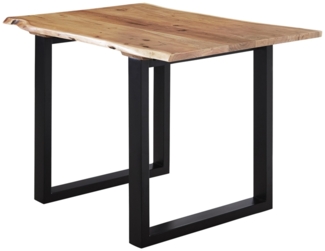 Esstisch Baumkante massiv Akazie natur 140x80 U-Gestell schwarz LUBIN 527320