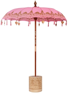 Balinesischer Sonnenschirm Rosa 180-190 cm Baumwolle, Massivholz 3356904