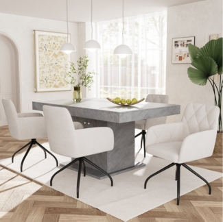 Flieks Esszimmerstuhl (360° drehbar, Set, 4 St), 4er Set Polsterstühle Drehstuhl Armlehnstuhl Bürostuhl Wohnzimmer Samt