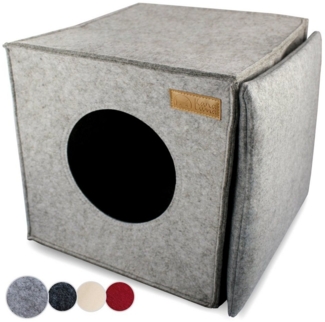 KaraLuna Tierbett Katzenhöhle aus Filz fürs Regal I Katzenbett Katze Schlafplatz