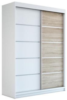 Schwebetürenschrank PARIS 2-türig Schrank 180 cm. (mit Spiegel) Farbe: Weiß , sonoma