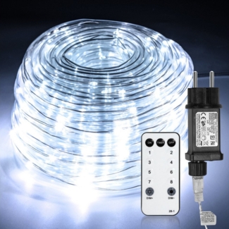 Clanmacy LED-Lichterschlauch LED Lichterschlauch Lichterkette 8 Modi IP65 Wasserdicht Kaltweiß 30M