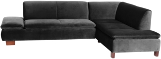 Ecksofa mit Ottomane rechts Kaye Bezug Samtvelours Buche nussbaum dunkel / schwarz 23082