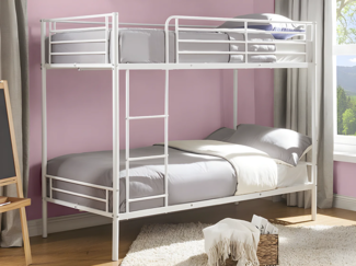 Vente-unique - Etagenbett + Matratzen - 2 x 90 x 190 cm - Weiß - DUOTIS II