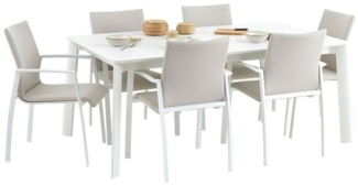 IDIMEX Garten-Essgruppe VERANO, Gartenmöbel Set mit ausziehbarem Tisch und 6 Stühlen weiß/beige