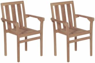 vidaXL Stapelbare Gartenstühle 2 Stk. Massivholz Teak 43041