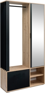 AX LIVING Garderobe Flur Milanoir 100 cm Spiegel Artisan Eiche/Schwarz