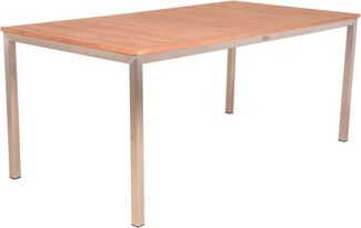 Gartentisch ELSA - Teak, Silber , 180 x 90 x 75 cm | Terrassentisch Wetterfest Outdoor Tisch