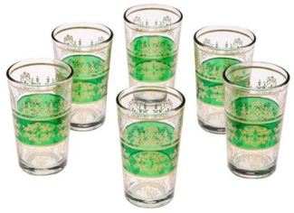 Marrakesch Orient & Mediterran Interior Teeglas 6x Orient Teeglas Marrakesch Grün - 6er SET, Handarbeit