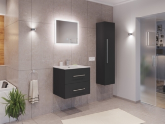 Badmöbel Set Firenze 60 3tlg. LED Spiegel und Hochschrank grafit : Grafit