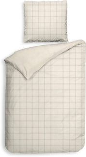 Heckett & Lane Mako-Satin Bettwäsche 155x220 Diamante Off-White Wende Karo uni