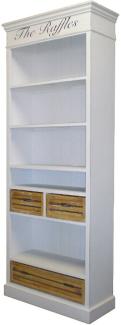 Casa Padrino Landhausstil Bücherschrank Antik Weiß / Naturfarben 86 x 35 x H. 198 cm - Landhausstil Möbel