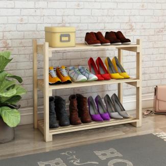 Schuhregal Them mit 3 Ablagen Kiefernholz [en. casa]