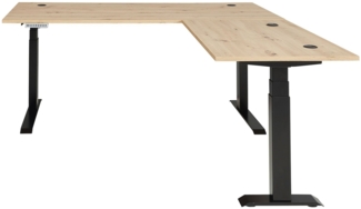 Elektro-Schreibtisch Melanie / Memphis , Holzwerkstoff, Metall , Holzfarben , 185 x 64 x 177 cm