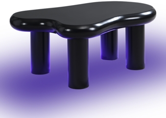 Schwarzer Couchtisch in Cloud-Form aus MDF mit 16-farbiger LED-Beleuchtung & Schublade C Moderner Wohnzimmertisch, mit Stauraum