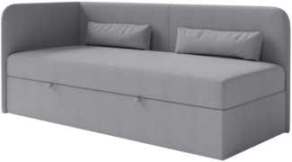 Selsey 'Calmmo' Jugendbett 90x200 mit Bettkasten, Chenille-Bezug, Kopfteil links, Dunkelgrau