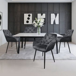 HOMELUX Polsterstuhl Esszimmer Stühle 4er Set, Esszimmerstuhl Küchenstuhl mit Metallbeine (4 St), Sessel, Samt, Polsterstuhl mit Armlehnen