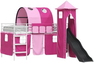 vidaXL Kinderloftbett Weiß und Rosa 107 x 200 cm Metall 42020912