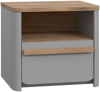 Nachtkommode >SURFINIO< in Grau / Catania Eiche - 48,6x44,1x41,3cm (BxHxT)