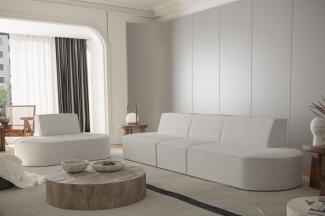 Sofaset Designersofa Set 3-1 MILOT in Stoff Ascot Bukla Creme