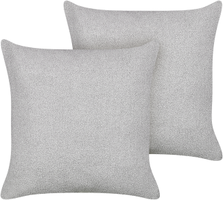 Kissen 2er Set Ohne Muster LEUZEA Bouclé 60 x 60 cm Grau