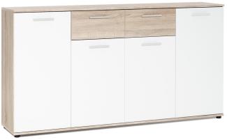 Kommode Jule 3 Sonoma Eiche weiß 160 x 85 x 35 cm Sideboard Schrank