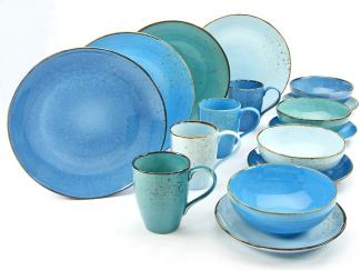 CreaTable 20063 Kombiservice Nature Collection AQUA 16 tlg. aus Steinzeug