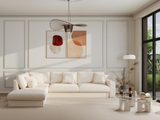Vente-unique - Ecksofa - Ecke links - Stoff - Beige - JULINA von Maison Céphy