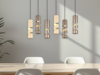 Moderne Pendelleuchte STREAM 6-flammig aus Metall in Coffee Tönen, B: 100cm