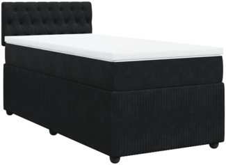 vidaXL Boxspringbett mit Matratze Schwarz 90x200 cm Samt 3287646