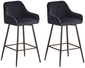 JYMTOM Barhocker Barstuhl mit Armlehne Gepolsterter Tresenhocker Bistrohocker (2 St), Outdoor Diamant Design Hocker, Schwarz