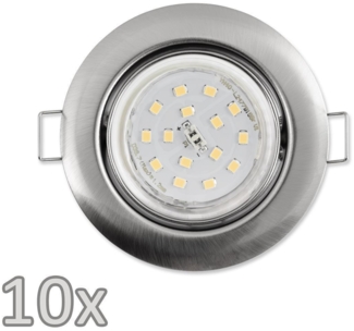 Einbauleuchten-Set McShine, 10xRahmen, 10x LED-Strahler, Edelstahl gebürstet