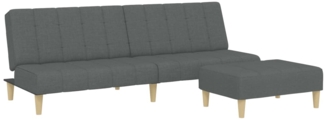 vidaXL Schlafsofa 2-Sitzer mit Fußhocker Dunkelgrau Stoff 3258086