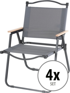 Stagecaptain Campingstuhl CSH-67 Camping Klappstuhl faltbar leicht - mit Holzarmlehnen (4 St), Faltstuhl bis 120 kg