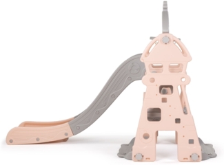 Chipolino Kinderrutsche, Schaukel, Basketballkorb, Ball, drei Stufen, ab 1 Jahr rosa