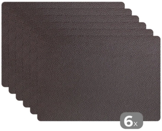 MuchoWow Platzset Leder - Lederoptik/print - Schwarz - Hell, (6-St), Platzsets, Tischset, Abwaschbar, Tischsets, Platzdeckchen