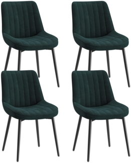 COLAMY Samt Esszimmerstühle 4er Set – Gepolsterte Stühle für Esszimmer & Küche mit Metallbeinen, Dickem Sitzpolster & Rutschfesten Füßen, grün