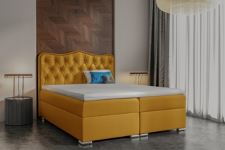 99rooms Violante Boxspringbett Velours MONOLITH Gelb 200x200 cm