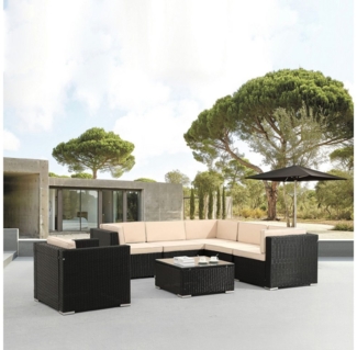 Arebos Gartenlounge-Set Polyrattan Gartenmöbel, Inkl. Sitzkissen, mit Sessel, 6 Personen, (Set)