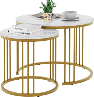 Runde Couchtische 2er-Set Beistelltisch Metallrahmen Wohnzimmer Schlafzimmer