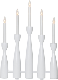 Kerzenleuchter ,Midja', LED, 5-armig, Holz, weiß